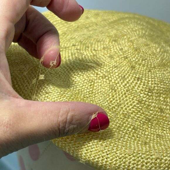 Roberta Bernays Hat Womens Yellow Antique Vintage Lace Top Round - Picture 8 of 11